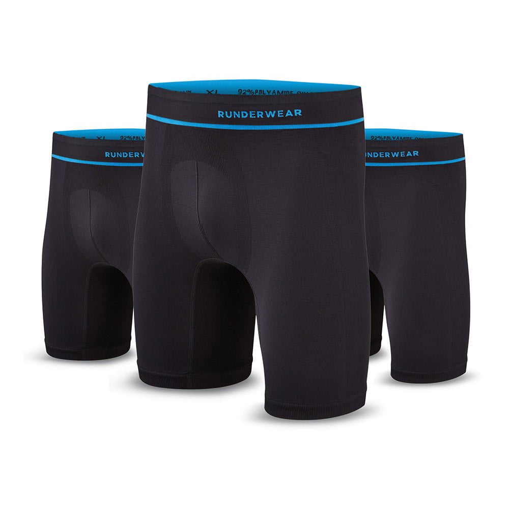 Men's Long Running Boxers Black (Multibuy x3) runderwear